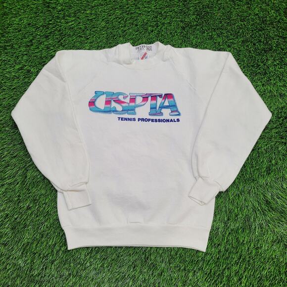 Vintage 80s USPTA Tennis Professionals Sweatshirt XS/S 17x23 USA Raglan - Picture 1 of 12